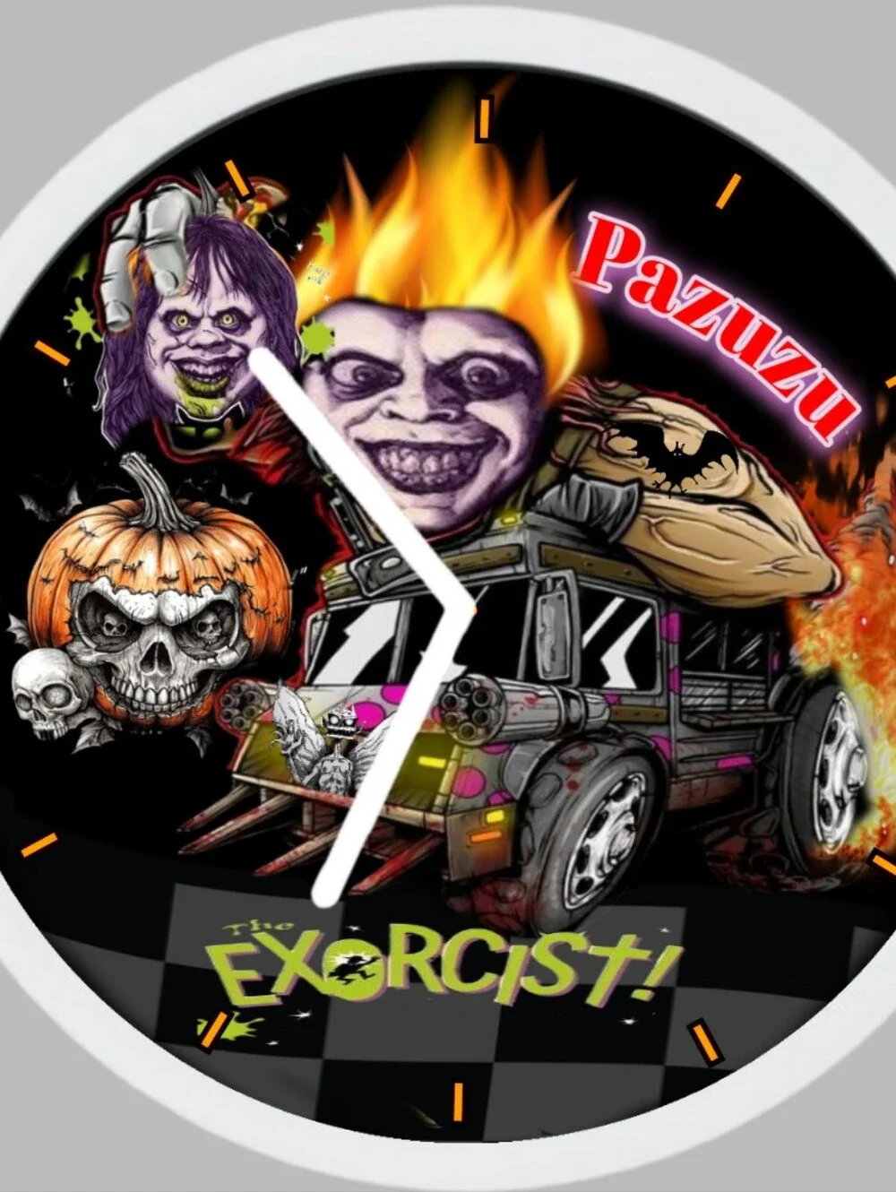 The Exorcist Horror Graphic Art Clock  - Black with Neon Accents